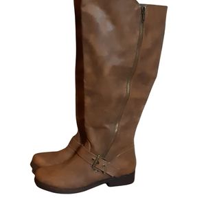 Carlos Santana wide calf knee high brown boots
